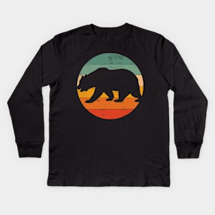 Vintage Bear sunset distressed vintage sun retro Kids Long Sleeve T-Shirt